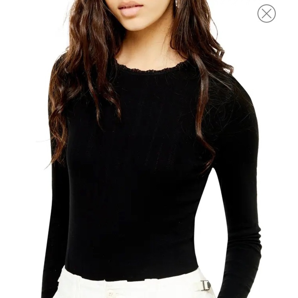 Long Sleeve Pointelle Crop Top